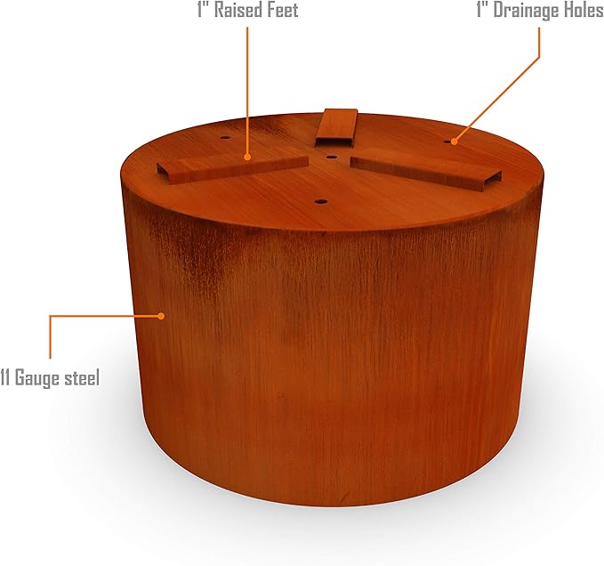 Plantercraft Large Round Planters for Outdoor Plants - 36x18 Inch Corten Steel Planter, Extra Large Outdoor Planter for Garden, Patio, and Landscape Design