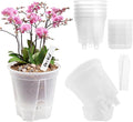 Clear Self Watering Pots for Indoor Plants with 9 Plant Labels, Deep Reservoir, High Drainage Holes, Bare Root Planter for Indoor/Outdoor Plants (5PCS)