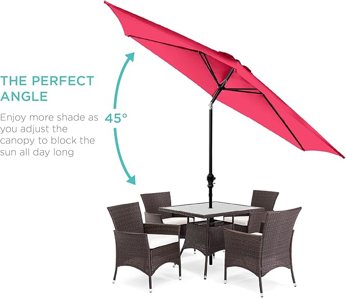 Best Choice Products 10ft Outdoor Table Compatible Steel Polyester Market Patio Umbrella w/Crank and Easy Push Button Tilt
