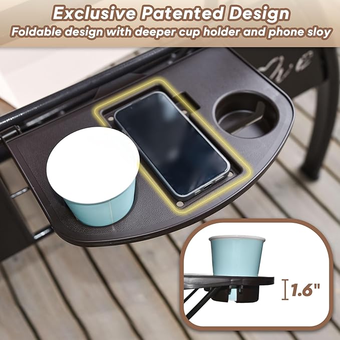 3 Seat Outdoor Porch Patio Swing with Stand 800lbs 2-in-1 Convertible Swing Bed with Adjustable Canopy & Removable Cushion for Yard Garden Deck (Khaki, Square Tube)