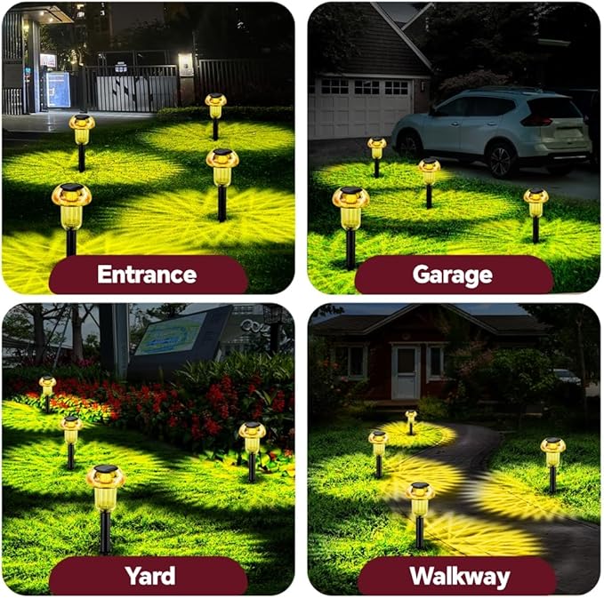 Easter Solar Pathway Lights Outdoor Decorative 4 Pack, Yellow LED Mushroom Solar Lights Outdoor Waterproof Solar Powered Decor for Yard Driveway Patio, Valentines Day Halloween Christmas Garden Decor