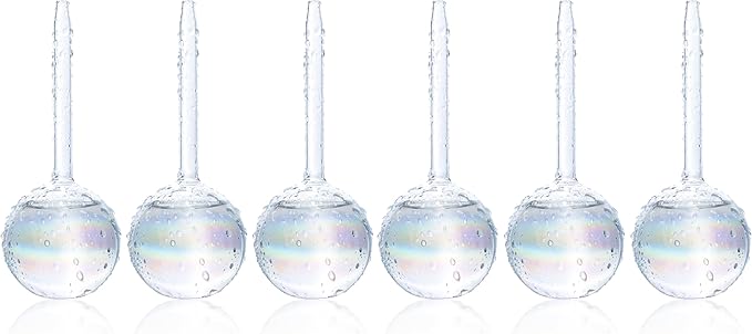 Clear Plant Watering Globes Set of 6 - Small Self Watering Globes for Indoor & Outdoor Plants - Automatic, Glass Watering Bulbs for Daily Use, Plant Watering Devices