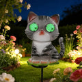 Cat Solar Garden Stakes 39.3inch with Decorative Green Moving LED Eyes, Cat Solar Lights Outdoor Garden Metal Yard Art for Outdoor Decor Lawn Ornament
