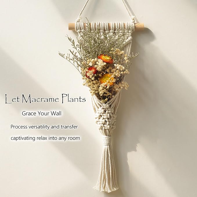 Melphoe 4 Pack Air Plants Holders Stand Air Fern Macrame Plant Hanger Indoor Hanging Planter Basket for Tillandsias Display, Boho Home Decoration Gift Idea