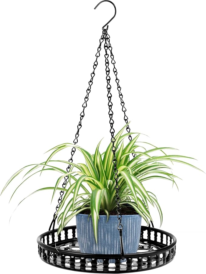 Metal Plant Hanger Indoor Outdoor, Plant Hanger for Indoor Outdoor Plants, Flower Pot Hanging Plant Holder, Hanging Plant Shelf, Black, 1pcs