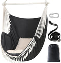 Chihee Hammock Chair 4.9ft x 3.9ft Max 500 Lbs Widen Hanging Swing 2 Cushions Included Metal Spreader Bar with Anti-Slip Grooves Portable Comfy Hanging Chair Side Pocket Bohemian Chair Indoor Outdoor
