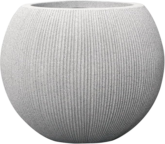 11.8" H X 14.5" D Round Plastic Planter with Drainage Hole & Plug, Large Lightweight Plant Pot, Stone Looking,Recyclable,Durable, Weather/UV Resistant for Indoor Outdoor, (8.9" Opening), Gray