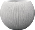 11.8" H X 14.5" D Round Plastic Planter with Drainage Hole & Plug, Large Lightweight Plant Pot, Stone Looking,Recyclable,Durable, Weather/UV Resistant for Indoor Outdoor, (8.9" Opening), Gray