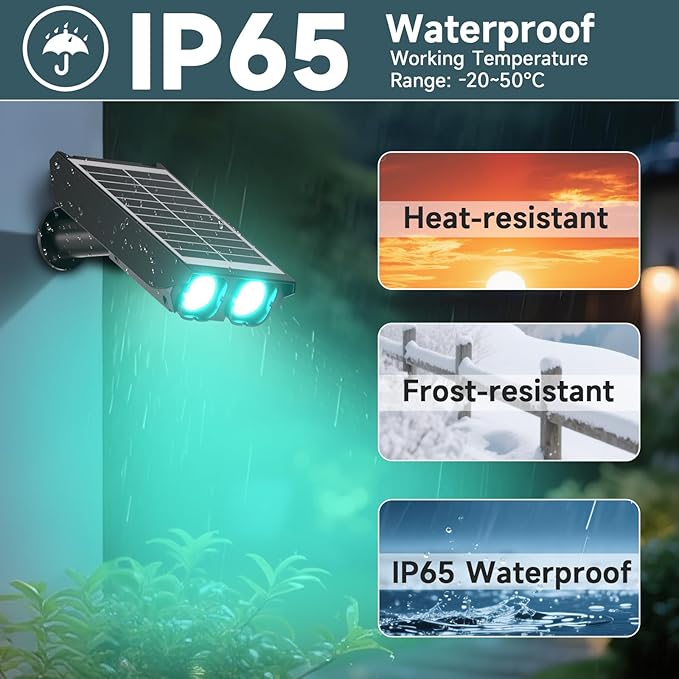 RGB Solar Spot Lights : 2 IN 1 Solar Lights Outdoor with 8 Lighting Modes & PC Light Guide Column for Tree Garden Yard Pathway | RGB Color Changing Landscape Lights | IP65 Waterproof | 6 Pack