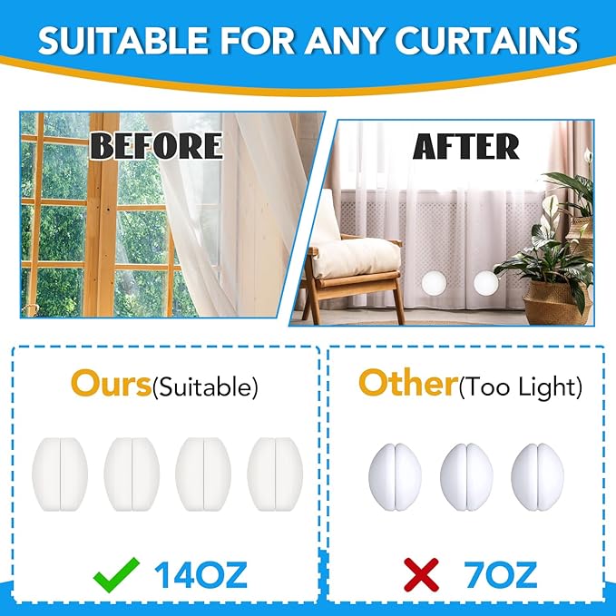 8 Pcs Shower Curtain Weights, Silicone Wrapped Heavy Duty Shower Curtain Magnets, Curtain Weights Heavy Outdoor, Prevent Curtain Liner from Blowing Around, Work for Drapery, Flag, Tablecloth(4 Pairs)