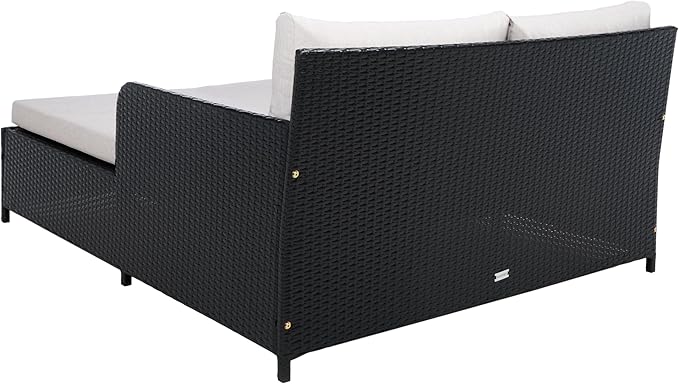 Safavieh Outdoor Collection PAT7500 Daybed, Black/Light Grey