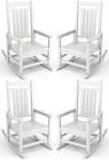 KINGYES HDPE Patio Rocking Chair Set of 4, Outdoor Rocking Chairs Porch Rocker for Adults, White