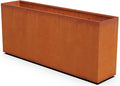 Plantercraft Large Rectangular Planter for Outdoor Plants – 84x18x36 Extra Large Corten Steel Planter Box – Commercial Grade Metal Planter for Privacy Screen, Patio & Landscape Definition