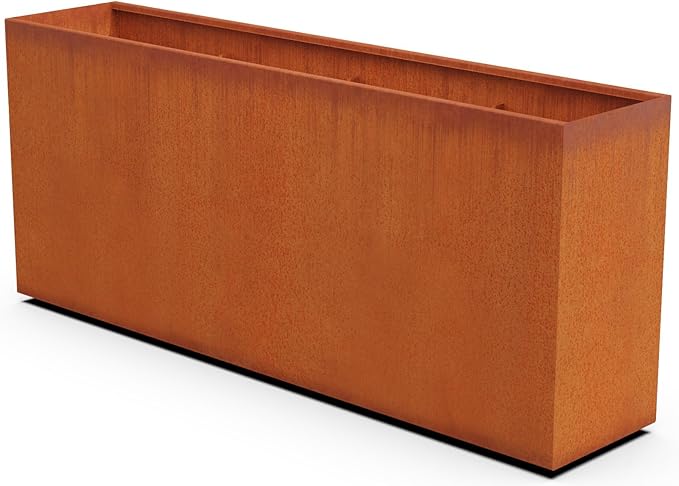 Plantercraft Large Rectangular Planter for Outdoor Plants – 84x18x36 Extra Large Corten Steel Planter Box – Commercial Grade Metal Planter for Privacy Screen, Patio & Landscape Definition