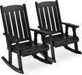 VINGLI Outdoor Rocking Chair Set of 2, Heavy Duty 600 LBS Wooden Rocking Chair with Comfortable Backrest, Weatherproof Rocker with Ergonomic Design, Suit for Patio, Garden, Yard, Black
