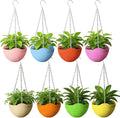 8 Pack 8 Inch Plastic Self Watering Hanging Planters,Colorful Hanging Basket Planter with Drainer and Metal Chain,Garden Flower Plant Pot Container for Indoor Outdoor Plants,8 Colors