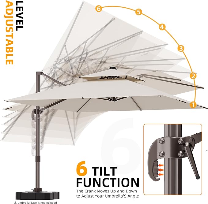 9' X 12' Cantilever Outdoor Patio Umbrellas with Base Included, Large Rectangle Umbrella Heavy Duty 360°Rotation Offset Umbrella for Garden Deck Pool Patio,Beige