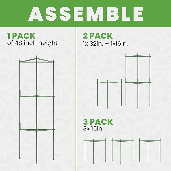 Tomato Cage - Large Trellis Stakes and Plant Support Structures for Vegetables and Climbing Plants - Tall Tomato Cages for Garden, Pots, Raised Garden Bed Outdoor Supplies (1 Pack - Up to 48")