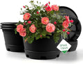 Outdoor Flower Pots 5 Packs 13 inch pots for Plants Modern Decorative Garden Pot with Saucer, Lightweight Large Resin Planters for Indoor Plants,Decorative Resin Plant pots