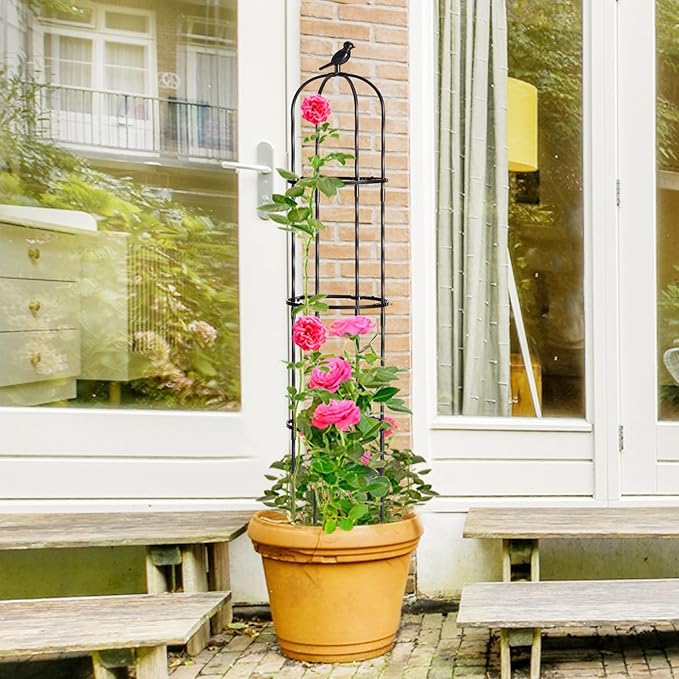 Garden Trellis for Climbing Plant Outdoor, 67" Tall Cucumber Trellis for Pot Raised Bed Climbing Vine Plants Vegetable Pea Bean Tomato Rose Clematis Cucumber Trellis, 2 Pack