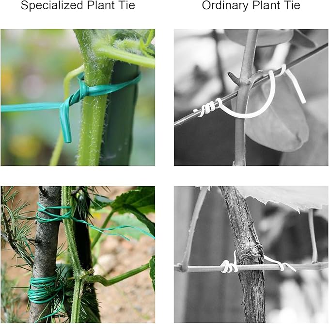 2 Pack 492FT Garden Twist Tie with Built-in Cutter, Rustproof Green Coated Plant Ties for Gardening, Flexible Reusable Tomatoes Ties Support for Indoor Outdoor Home and Office Use