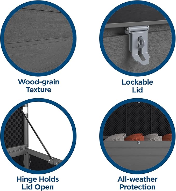 Cosco Outdoor Living 88180BGY1E Cosco Outdoor Patio Storage, Extra Large, 180 Gallons, Charcoal Deck Box, Black/Gray