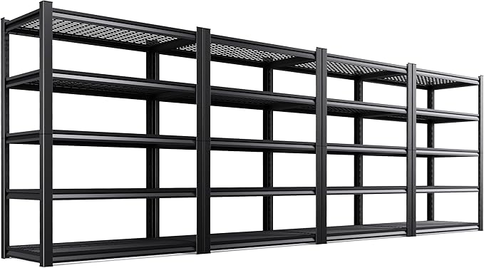 Set of 4 71"H Garage Shelving-3000LBS 5 Tier Storage Shelves,Adjustable Heavy Duty Metal Shelving Unit and Storage Large Wire Rack,Utility Steel Shelf For Shop Warehouse Industrial Pantry 71"x35"x16"