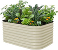 Vego garden 26" Extra Tall Raised Garden Bed Kits, 6 in 1 Modular Raised Planter Box for Vegetables Flowers Fruits Oval Metal Raised Garden Pearl White