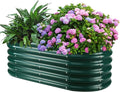17" Tall Outdoor Garden Raised Garden Bed Kits, 4ft X 2ft Oval,0.8MM Thick Metal Raised Planter Bed/Ground Planter Box for Variety of Flowers,Herbs,Vegetables (Dark Green, 48X24X16.5 Inches)