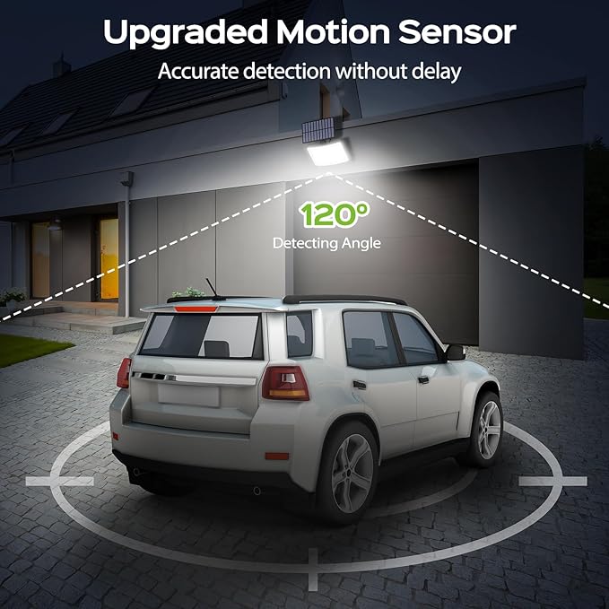 Adiding Solar Outdoor Lights, 2800LM LED Flood Lights with 16.4 Ft Cable, Remote Control Solar Motion Sensor Lights with 3 Modes, Solar Powered Security Lights for Outside Patio, Yard, Garage, 4 Pack