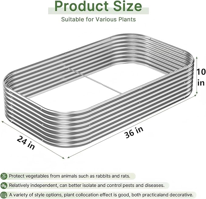 3 PCS Galvanized Raised Garden Bed Outdoor, Metal Garden Bed for Vegetables, Above Ground Garden Box for Flower, Steel Raised Beds for Gardening - 3x2ft
