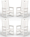 Ciokea Oversized Outdoor Rocking Chairs Set of 4, 380lbs Heavy-Duty Large Patio Rocker, High Back Cozy Porch Chairs, Weather Resistant Patio Rocking Chairs for Outside, Fire Pit, Deck, White