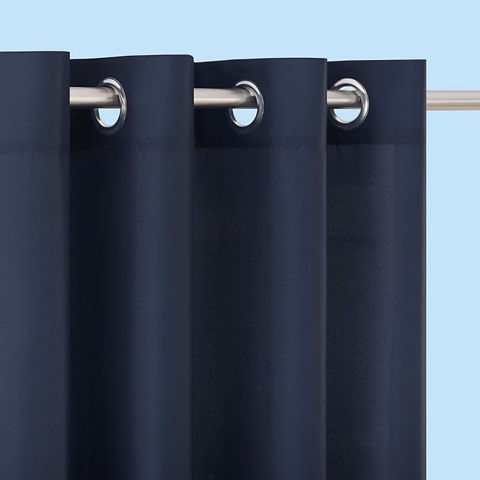 Sun Zero Marina Indoor/Outdoor UV Protectant Energy Efficient Grommet Curtain Panel, 54" x 108", Navy Blue