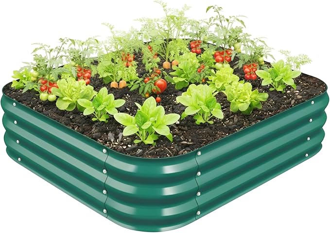 Galvanized Raised Garden Bed for Gardening, 3x3x1ft Metal Square Planter Boxes Outdoor for Vegetable,Flower,Herb,Modular Above Ground Growing Container,Green