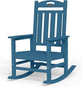 Oversized Rocking Chair Outdoor, High Back Porch Rocker Chair, HDPE All Weather Resistant Rocking Chairs for Patio, 380lbs Weight Capacity, Navy Blue