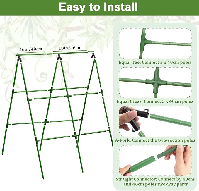 Galvanized Raised Bed with Cucumber Trellis, Garden Arch Trellis Outdoor Reusable A-Frame Metal Trellis with Trellis Net for Pea Vegetable Bean Grape Vines Flowers Climbing Plants Stand Support
