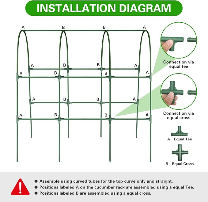 2 Pack Cucumber Trellis for Raised Bed, U-Shape Garden Trellis for Climbing Plants Outdoor, Metal Arch Trellis for Vegetables, Plant Support for Tomato, Bean, Pea