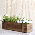 Efavormart 24"x6" Smoked Brown Rectangle Wood Planter Box with Plastic Liner, DIY Rustic Wooden Window Box for Wedding Table Centerpieces and Farmhouse Party Decor