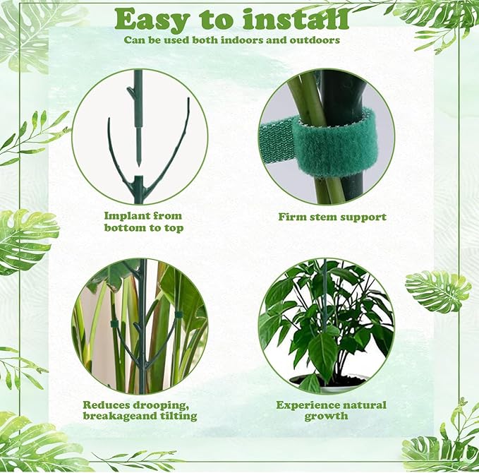 Stackable Monstera Moss Pole - 10 PCS Coir Plant Support Stakes for Indoor Plants, Bendable Totem Pole for Climbing Vines, Money Plant | Durable Indoor Plant Stakes (10 Pack)