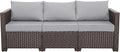Rattaner Patio Furniture 3 Seat Sofa Outdoor Furniture Outdoor Couch Deep Seat High Backrest with Waterproof Cover Anti-Slip Cushions with Waterproof Cover, Light Grey
