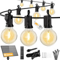 Brightown 108FT 52 LED Solar String Lights Outdoor with Remote & USB Port, Shatterproof Bulbs, Dimmable & Timable, 3 Light Modes, Patio Lights Solar Powered for Camping Backyard Garden Decor