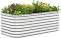 Quictent Raised Garden Bed Kit Oval Galvanized Metal Planter Box Tall for Vegetables Outdoor Backyard, Strengthened by Crossbar, Silver 6x3x2 ft