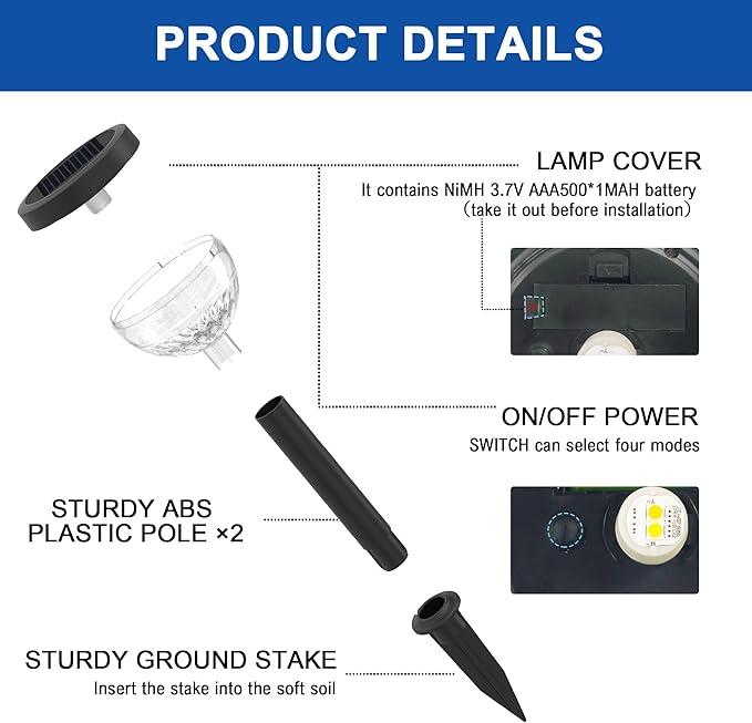 4 Pack Solar Flood Light, Security Lights,Pathway Lights with 2CCT(Warm and Cool) Light Modes,Bright Pattern Solar Decorative Lights Outdoor