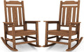 SERWALL Oversized Rocking Chair Set of 2 Outdoor, HDPE Outdoor Rocking Chair Set of 2, Brown