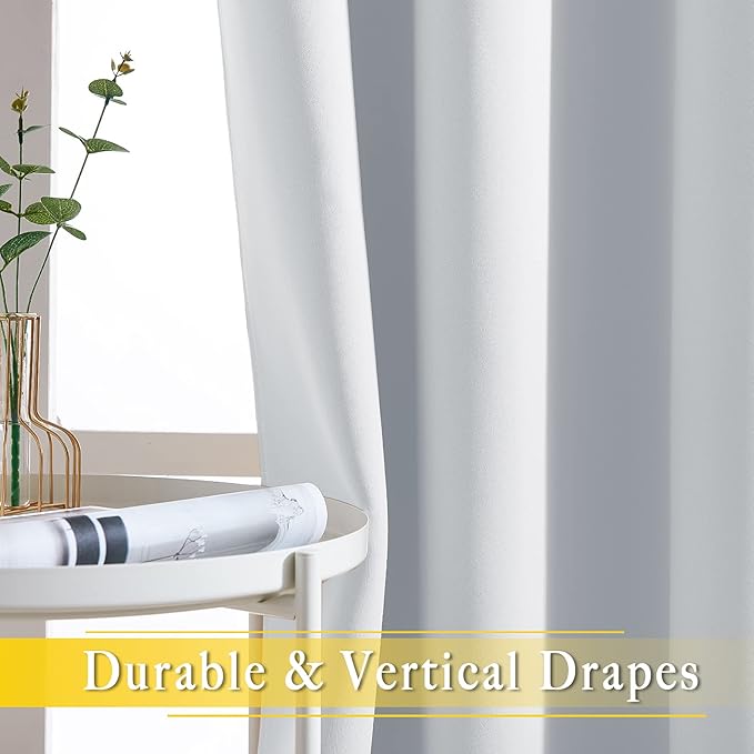 NICETOWN Patio Door Curtain Room Darkening Drapes, Grommet Light & Heat Blocking Room Divider Curtain Panel Window Drape for Bedroom/Living Room (Greyish White, W80 x L90, 1 Panel)