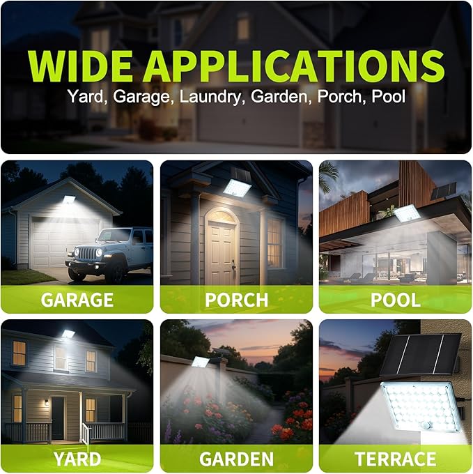 2pack 184 LED Solar Motion Lights Outdoor, Solar Wall Lights Outdoor Waterproof with 3 Modes Adjustable, Dusk to Dawn Solar Powered Security Light, Auto On/Off, for Porch, Patio