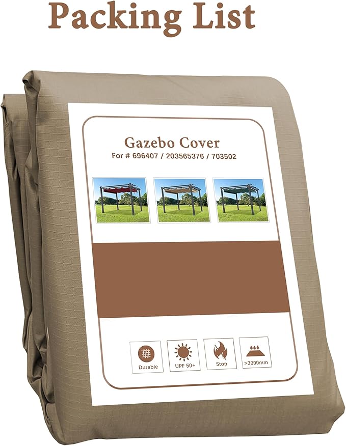 SCOCANOPY Replacement Cover Compatible with Home Depot Hampton Bay Pergola # GFM00467F,GFM00469A,(Khaki)