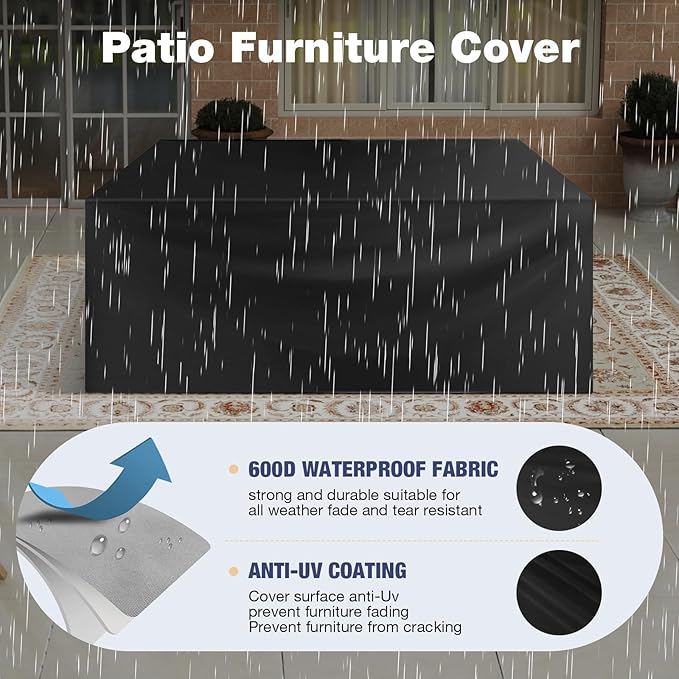 Aoxun Aluminum Patio Furniture Set with Umbrella 7 Seats, Oversized Outdoor Sectional with Washable Thick Cushions, Coffee Table and Waterproof Cover, Patio Conversation Sets for Porch, Balcony, Deck