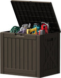 Devoko 40 Gallon Deck Box Outdoor Storage Box Waterproof for Patio, Large Outdoor Storage Bench Lockable for Outside (Deep Brown, 40 Gallon)