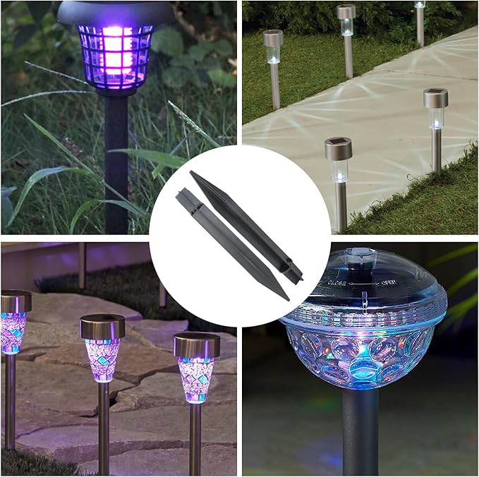 8PCS Torch Stake 8.26 Inch Pathway Light Stake Plastic Path Light Replacement ABS Plastic Stake Solar Stake for Garden, Pathway Lamps(Head Mounting Dia 0.82 Inch)